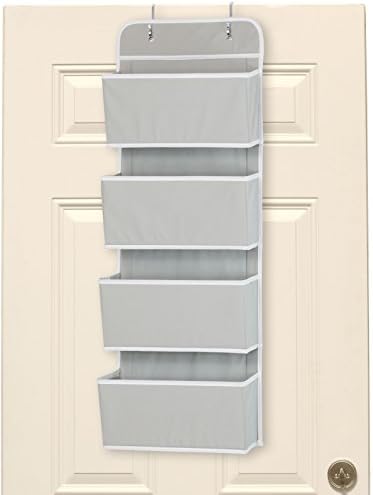 Pocket, de 4 bolso da porta da porta, o organizador suspenso de montagem na parede, cinza