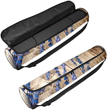 Ioga saco de tapete de yoga tapete de transporte de bolsa de transporte roxo floral floral madeira, 6,7x33.9in/17x86