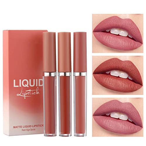 Maquiagem de mala de brilho labial xiahium 3 colorido mattes de esmalte labial fosttes à prova d'água no copo de ar de veludo de ar de ar de ar do que lipskstk lipsk