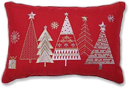 Travesseiro Perfeito - 629858 Estrela de Natal encosta as árvores bordadas com o travesseiro decorativo lombar lombar,