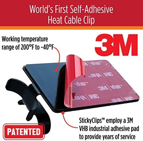 Radiant Solutions Company Clipe Sticky - Clipes de telhado de cabo de calor auto -adesivo para montagem de cabo de aquecimento para