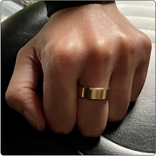 Fusamk moda de 18k ouro aço inoxidável liso anel de banda