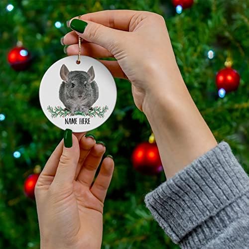 Presente engraçado Chinchilla cinza Nome personalizado Presentes 2023 Cerâmica de árvore de Natal