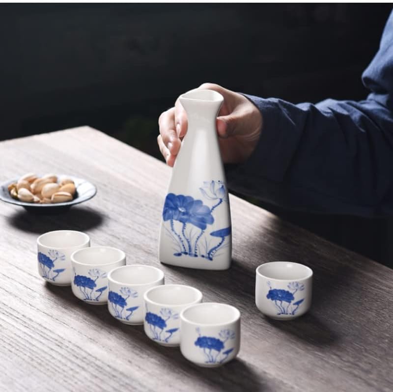 Trexd 7pcs cerâmica japonesa copos de vaso japonês definido em casa cozinha flagon alceiro copo drinques white wine pote