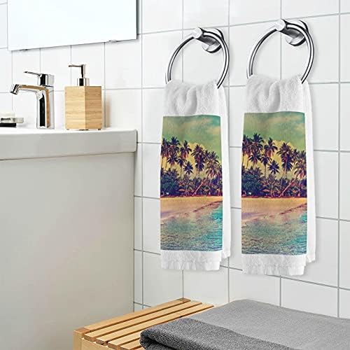Alaza toalhas de mão panos, palmeiras tropicais praia Ultra macia e absorvente toalhas de ponta dos dedos e panos