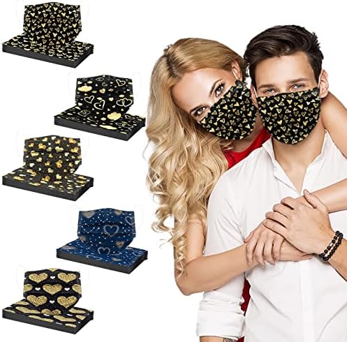 Jtckarpu 50pcs máscaras descartáveis ​​femininas para adultos dia dos namorados