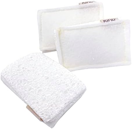 Esponjas brancas ecológicas-esponjas brancas puras à base de plantas com um lateral de lavador e lateral de celulose-pacote de