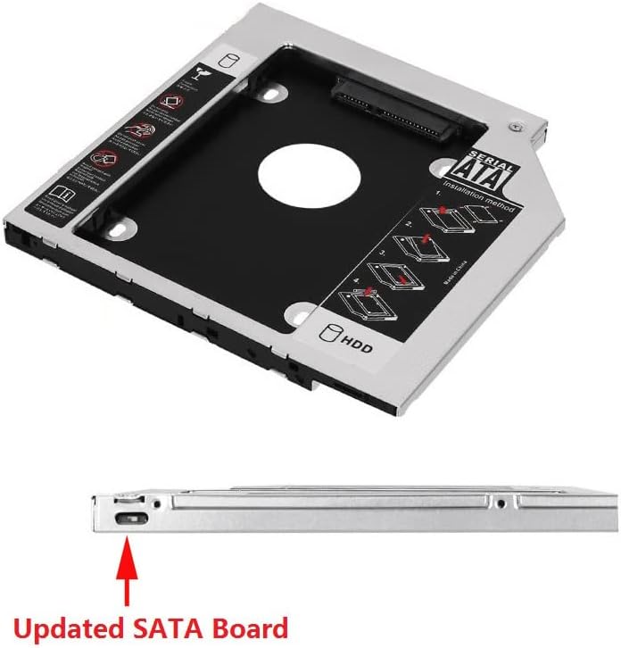 2º segundo HDD SSD SATA DISCURSO DE CADDY BAY OPTICA Bandeja de moldura para HP Pavilion 15-P053EU 15-E090SL