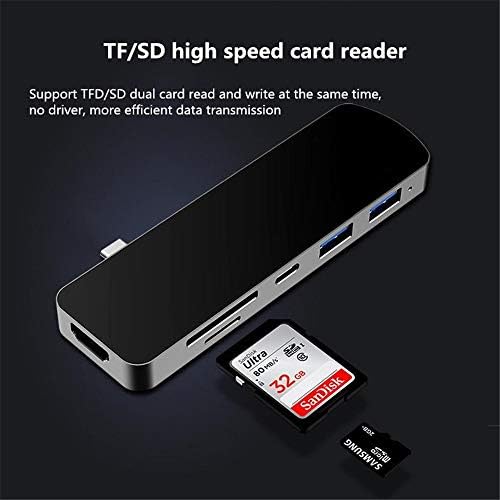 Alta velocidade 6 em 1 divisor USB de várias portas com 4K HDMI 2 USB 3.0 PD Charging Support SD TF Card Reader Compatible
