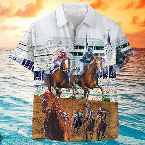 Camisas engraçadas de cavalo havaiano para homens mulheres, amor racha de cavalos havaiano verão de manga curta de manga curta