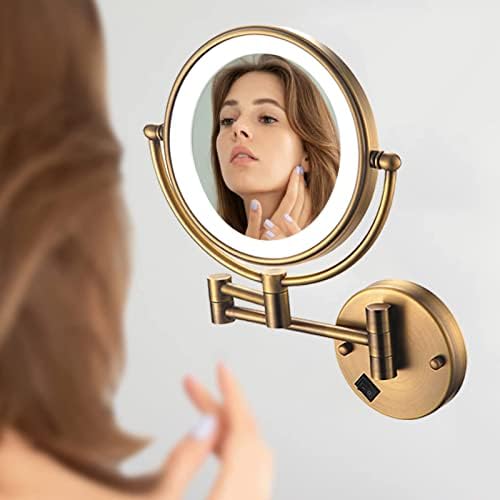 Srvnt 360 ° Glipular espelho de maquiagem extensível com espelho leve e de barbear redondo espelho montado na parede
