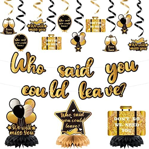 Japbor 14pcs Farewell Party Decorations Set, Ouro e Black, que disse que você poderia deixar Banner, sentirá sua falta