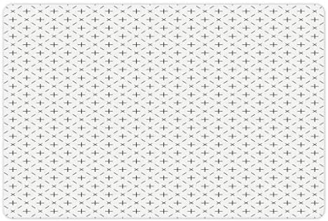 Lunarable Geométrico Pet Tapete Para comer e água, imagem tribal com linhas e faixas de arte moderna contemporânea hexagonal, retângulo