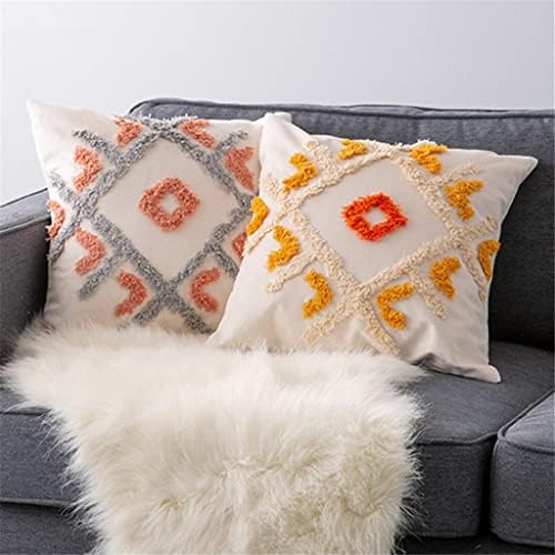 ZLBYB Feito à mão bordada geométrica da travesseiro de polca cinza laranja da almofada de almofada de almofada decorativa