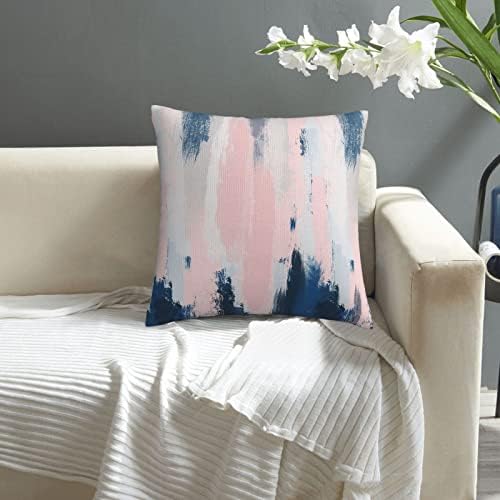 Arte abstrata moderna Tampa de travesseiro decorativo para sofá de sofá, blush abstrato e travesseiro de decoração de casa azul 18x18 polegadas