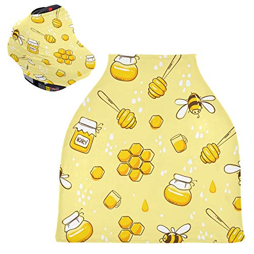 Yyzz desenho animado abelha voadora honeycomb padrão na capa de assento de bebê elástico