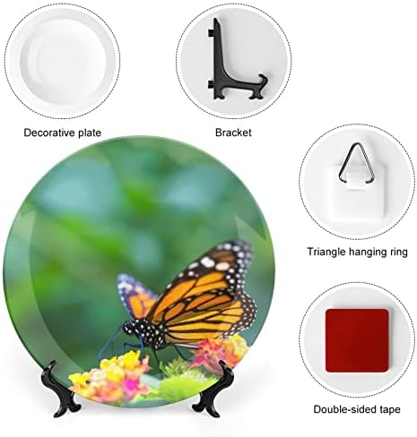 Monarch Butterfly no prato decorativo de cerâmica de flores com exibição pendurada no casamento personalizado presente