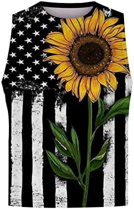Tampas de colheita para mulheres American USA Bandeira Camisetas cortadas Tanques básicos sem mangas para adolescentes roupas do dia da independência