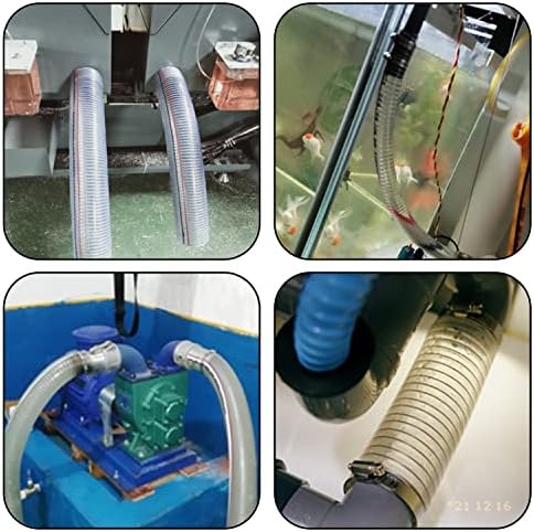 XIFOWE 1-1/2 ID x 1ft Tubulação de aço de aço Clear Fio Tubo flexível de vinil PVC, mangueira resistente a produtos químicos de alta