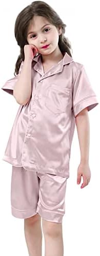 Xbkplo pijamas menina 6 meses bebendear meninos pijamas conjuntos de cetim de cetim de seda