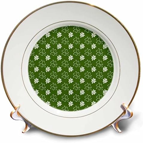 3drose fofo doodle quatro trevos de folha em um padrão de fundo verde - placas