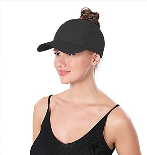 Novas mulheres atualizadas Criss Cross Hat High Ponytail Baseball Caps Ajustável High Messy Bun Ponycap Trucker Hats