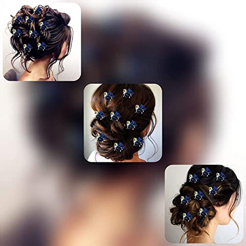 Kalyanis feminino feminino pinos de cabelo clipes pães de cabelo estilos de cabelo acessórios de flores artificiais para casamentos noiva, azul