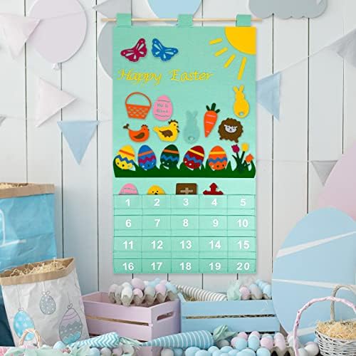 Kaj Decor Countdown para o calendário do advento da Páscoa para uso em casa, escola, sala de aula, escritório para uso na porta ou
