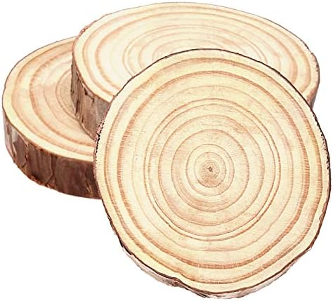Soujap 12 PCs 6-7 polegadas de madeira naturais, fatias de madeira inacabadas com cascas de árvores, círculos de madeira