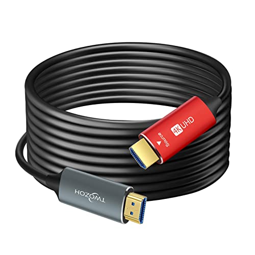 Twozoh Cabo de fibra óptica HDMI 495 pés, o cordão HDMI de fibra 4K longo suporta 4K a 60Hz/18Gbps