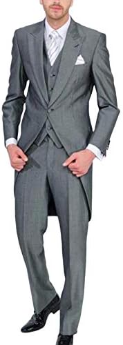 Wemaliyzd Men's 3 PC Tailcoat Suit para Wedding 1 Button Jacket Son Súngas