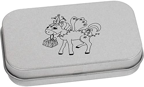 Azeeda 'Natal Unicorn' Metal Articled Stationery Tin/Storage Box