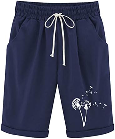 Imprimir bermudas shorts de joelho da mulher de verão shorts de camisa casual com bolsos profundos lounge shorts longos shorts