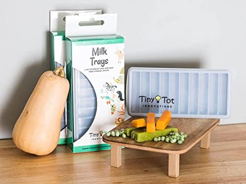 Bandejas de armazenamento do freezer de leite materno, 10-1 onças, 2 recipientes de bandeja de silicone com tampas resistentes