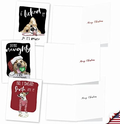 O melhor pacote de variedades de 20 cartões de Natal com envelopes, variedade de férias para homens e mulheres palhaçadas de cães am2918xsg-b2x10