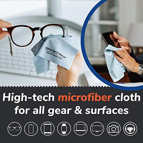 Pano de microfibra de equipamento de elite Tech - panos de limpeza de microfibra de 6 pacote de 6 pacote. Panos de limpeza de óculos de alta tecnologia laváveis ​​para eletrônicos, óculos, telas e lentes. Tamanhos 6 x 7 e 12 x 12.