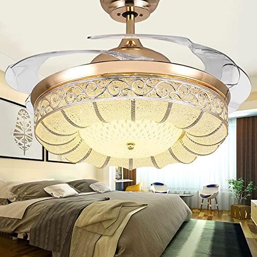 Lisusut ouro nórdico nórdico moderno teto de teto lâmpada de ventilador simplicidade acrílica lâmina lustre liderado