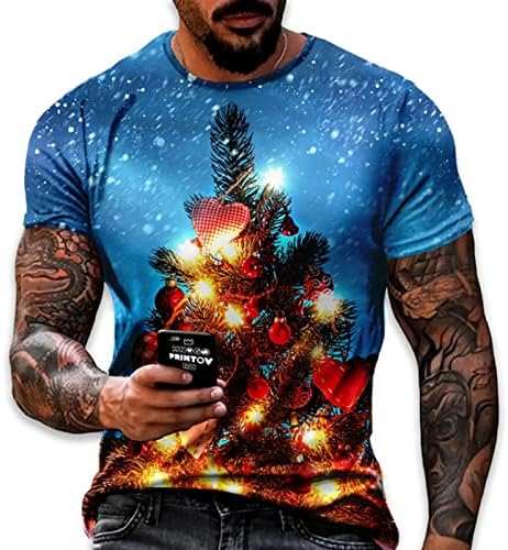 XZHDD Soldado de Natal T-shirts de manga curta para homens, Natal Tree Impresso Crewneck Tee Tops Home Party Casual Tshirt