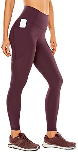 Crz Yoga feminino nua Feeling Leggings 28 polegadas - cintura alta com bolsos Controle de barriga