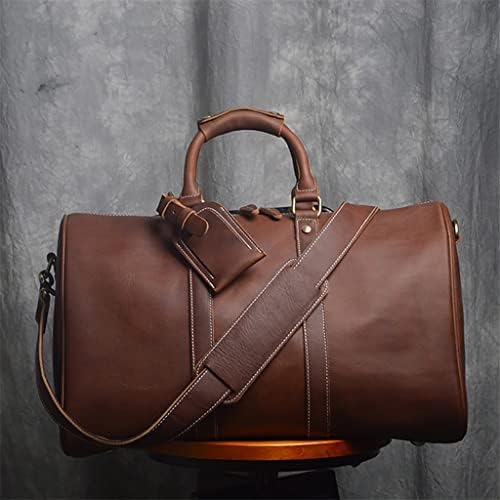 Mmllzel vintage para bagagem de mão masculina bolsa de viagem de couro genuíno grande capacidade de ombro único para laptop de 14 polegadas
