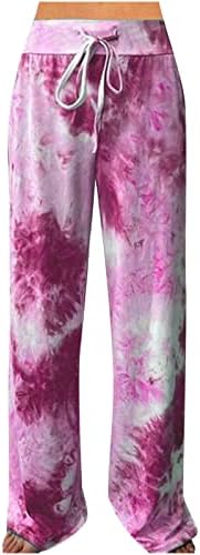 Lcepcy Womens Tie Tye Dye Impresso Pajama Calças de cintura alta calça casual de pernas largas