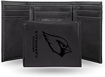 NFL ARIZONA CARDINALS TRIFOLADO MENINO MENINO BLACK-PREMIUM Premium Laser gravado pelo logotipo da equipe da NFL no design de couro