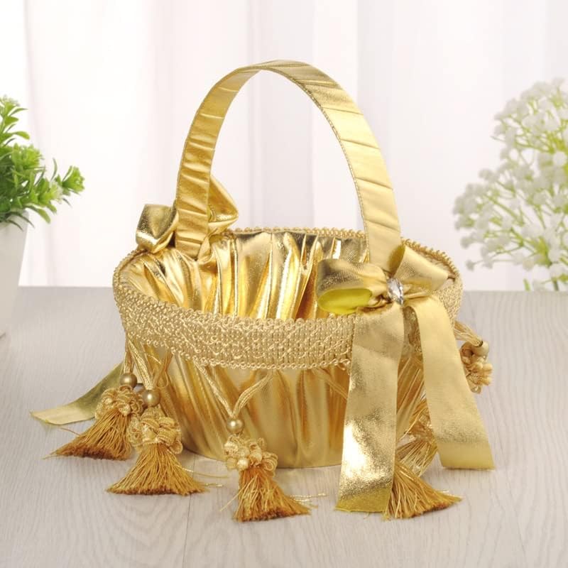 Doubao Wedding Supplies Flower Girl Basket Gold Sprinkle Flower Basket Bridal Hand-Hold Casket Performance Flower Basket