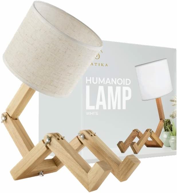 Lâmpada de mesa, lâmpada de mesa, lâmpada de mesa de madeira maciça humanóide, lâmpada de mesa de arte estética de madeira,