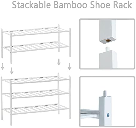Organizador do rack de sapatos Dikolre para entrada no armário, bambu de bambu de 3 camadas de sapato de sapato