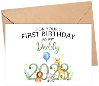 Yanashop88 2023 no seu primeiro aniversário como papai - feliz 1º aniversário como meu pai - cartão de aniversário fofo - cartão
