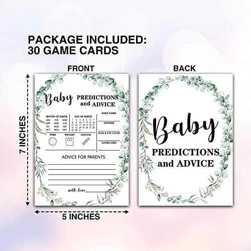Greenery Baby Shower Party Game Baby Previs e cartões de conselhos, Baby Gênero Revelação de Party Game Decoration Supplies