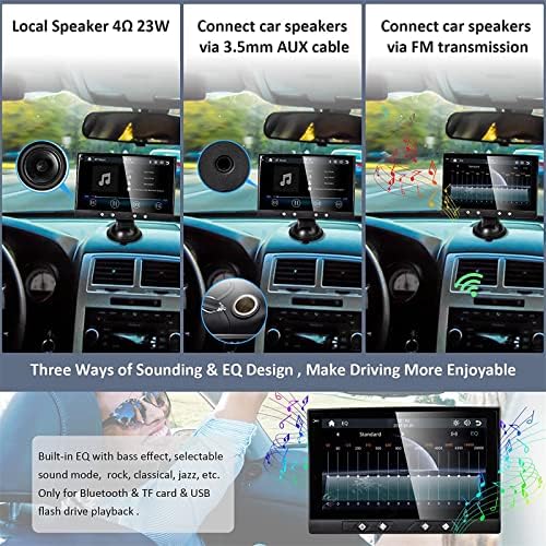 Micarba sem fio CarPlay Android Auto Dual USB 7 IPS HD Touch Screen, Player portátil de carro estéreo com Bluetooth, Link de