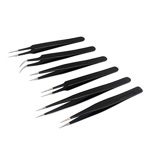 Kit de ferramentas G.S 6 em 1 ESD Tweezers, conjunto anti-estático de precisão de pinças, pinças não magnéticas de melhor qualidade