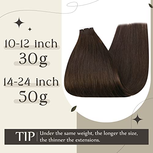 Full Shine 2packs Total 155g Fita marrom escura de 16 polegadas em extensões de cabelo + extensões de cabelo de trama